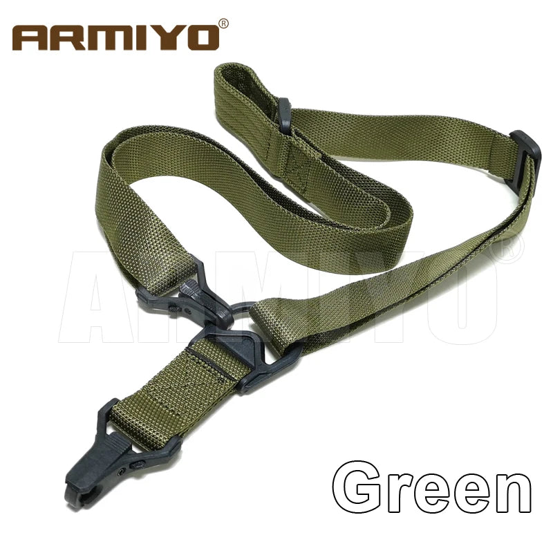 Armiyo Tactical Mission S3 2 Point Adjustable Shoulder Strap Gun Sling Nylon Belt Plastic Clip Mount Airsoft Hunting Accessories