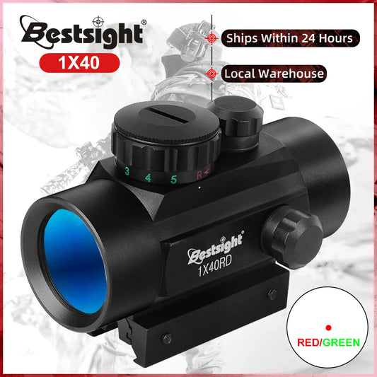 1x40 Red Dot Scope Sight Tactical Rifle scope Green Red Dot Collimator Dot With 11mm/20mm Rail Mount Airsoft Air Hunting